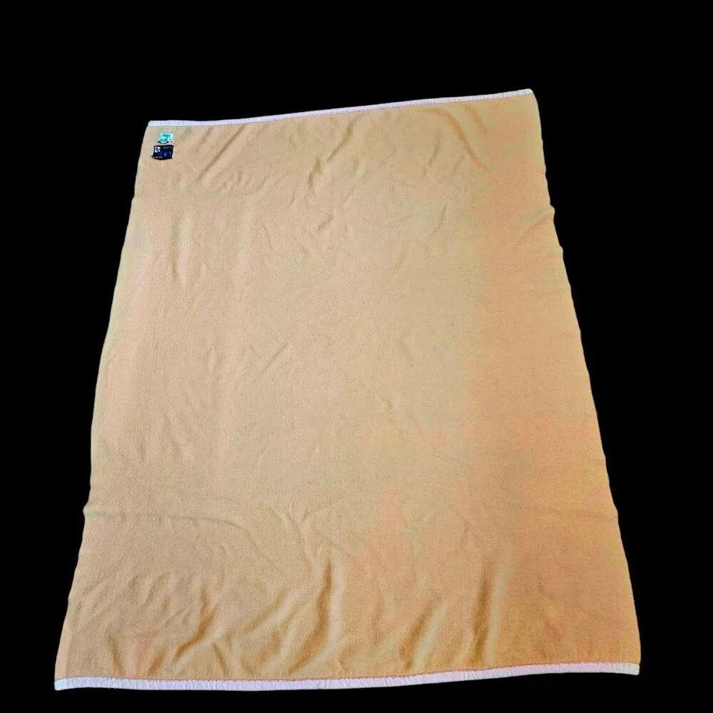 VTG Peach‎ Pink Wool Blanket Marshall Field Gina Belgium Twin Or Full Size Soft